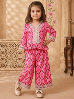 Readiprint - Straight Style Silk Blend Fabric Pink Color Co-ord Set