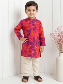 Readiprint - Straight Style Cotton Fabric Pink Kurta And Pyjama