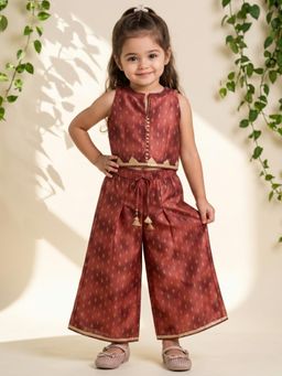 Readiprint - Straight Style Art Silk Fabric Rust Color Co-ord Set