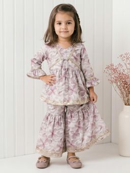 Readiprint - A Line Style Cotton Fabric Beige Color Kurti With Sharara