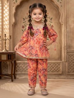 Readiprint - Straight Style Cotton Fabric Orange Color Top With Pant