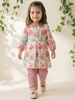 Readiprint - A-Line Style Cotton Fabric Pink Color Kurti With Pant
