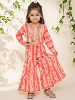 Readiprint - Straight Style Silk Fabric Red Color KurtiWith Sharara