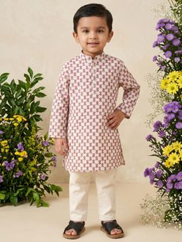 Readiprint - Straight Style Cotton Fabric Cream Kurta And Pyjama