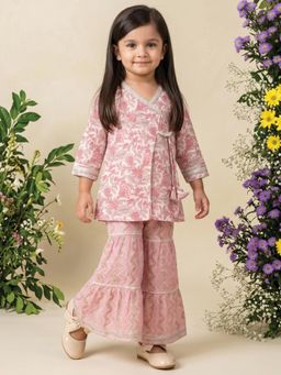 Readiprint - A-Line Style Cotton Fabric Pink Color Kurti With Sharara