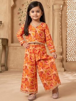 Readiprint - Straight Style Cotton Fabric Orange Color Top With Palazzo