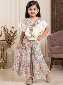 Readiprint - Asymmetric Style Cotton Fabric Multicoloured Color Top With Sharara