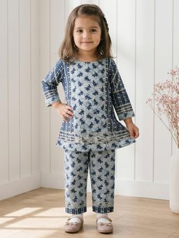 Readiprint - Straight Style Cotton Fabric Blue Color Co-ord Set