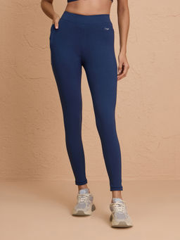 Nykd by Nykaa - Ultimate Comfort Cotton Leggings with Pockets & Anti Knee Bulge Super Stretch fabric NYAT401U Blue