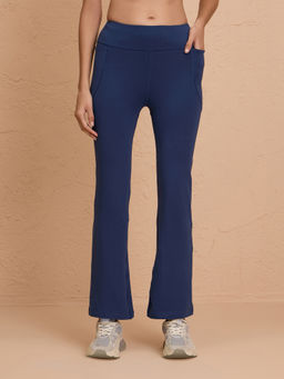 Nykd by Nykaa - Ultimate Comfort Cotton Stretch Flare Leggings with Anti Slip Waist & Pockets NYAT503 Blue