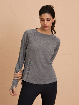 Nykd by Nykaa - Flattering Hip Covering Long Sleeved Active Dry Fit Top-NYK311-Black