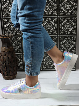 ELLE - Multy Textured Lace-Ups Women Sneakers