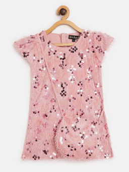 Bella Moda - Round Neck A Line Cap Sleeve Party Wear Girls Dress - Pink