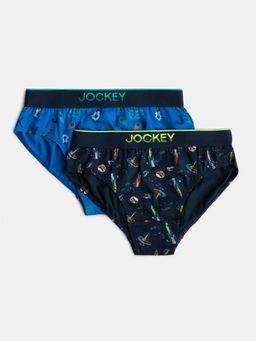 Jockey - PB04 Boys Cotton Printed Brief - Rich Royal Blue & Navy (Pack of 2)