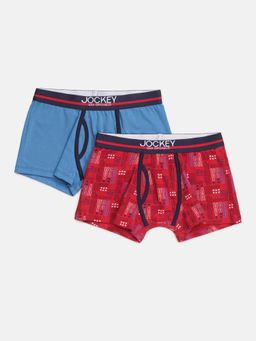 Jockey - UB03 Boys Cotton Printed Trunk - Chili Pepper & Vallarta Blue (Pack of 2)