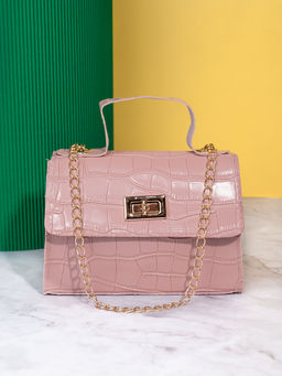 Styli - Women Pink Alligator Textured Handheld Bag (Set of 2)