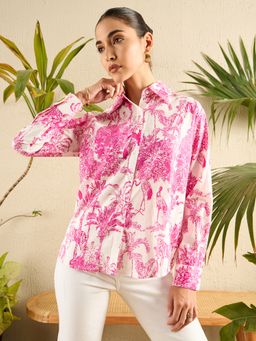 Uptownie - Pink Printed Cotton Shirt
