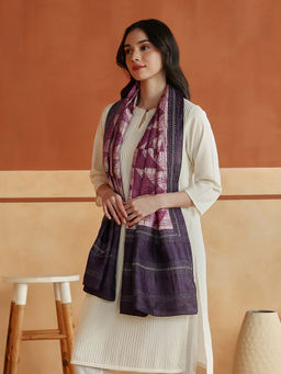 Fabindia - Purple Silk Symphony Hand Block Printed Stole