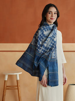 Fabindia - Indigo Silk Symphony Hand Block Printed Stole