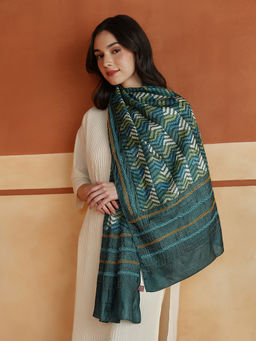 Fabindia - Green Silk Symphony Hand Block Printed Stole