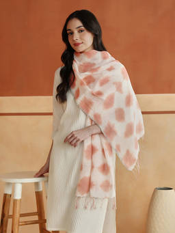 Fabindia - Peach Linen Whisper Blend Tie & Dye Stole