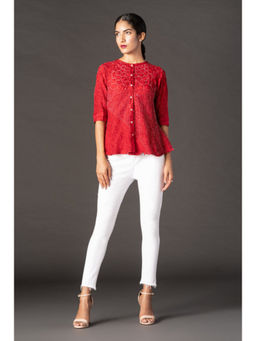 Twenty Nine - Red Crushed Bandhani Kediya Shirt