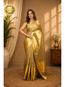 Isadora Life - Banarasi Tissue Silk Saree with Unstitched Blouse