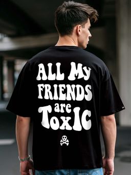 Bewakoof - Men's Black Toxic Typography Oversized T-shirt