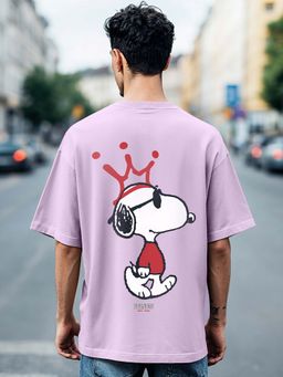 Bewakoof - Men's Purple Snoopy King Graphic Printed Oversized T-shirt