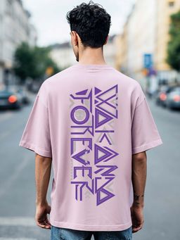 Bewakoof - Official Marvel Men's Purple Wakanda Forever Graphic Printed Oversized T-shirt