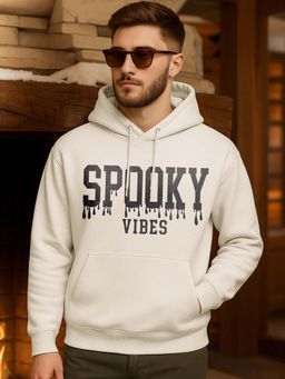 Bewakoof - Heavy Duty 1.0 Men's Gardenia Spooky Vibes Typography Oversized Hoodies