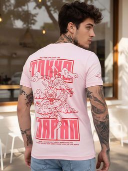 Bewakoof - Men's Pink Tokyo Graphic Printed T-shirt