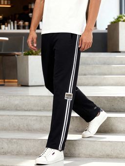 Bewakoof - Men's Black Side Panel Oversized Track Pant