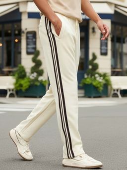 Bewakoof - Men's Beige Gardenia Side Panel Oversized Track Pant
