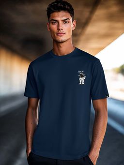 Bewakoof - Men's Navy Blue Peace Out Astronaut Graphic Printed T-shirt