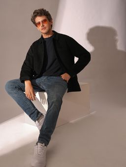 Selected - Selected Black Corduroy Padded Shacket