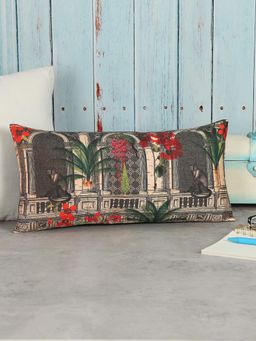 India Circus by Krsnaa Mehta - Pretty Monkey Mischief Blended Taf Silk Cushion Cover