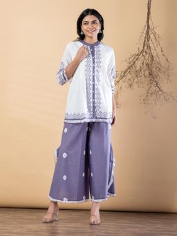 Readiprint - Women Purple Cotton Blend Kurti with Palazzo