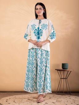 Readiprint - Women Blue Pure Cotton Tunic with Palazzo