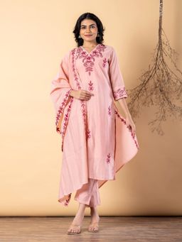 Readiprint - Women Peach Chanderi Silk Kurta with Pant and Dupatta