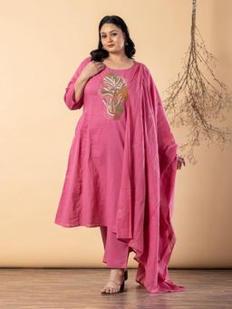 Readiprint - Women Pink Pure Cotton Kurta with Pant and Dupatta