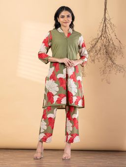 Readiprint - Women Green Cotton Blend Kurta with Pant
