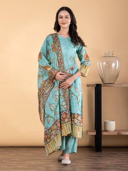 Readiprint - Women Blue Pure Cotton Kurta with Pant and Dupatta