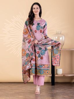 Readiprint - Women Purple Pure Cotton Kurta with Pant and Dupatta
