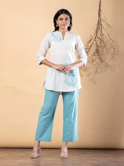 Readiprint - Women Blue Pure Cotton Kurti with Pant