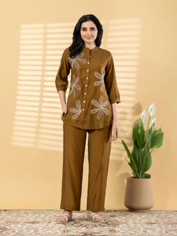 Readiprint - Women Brown Silk Co-Ord Set