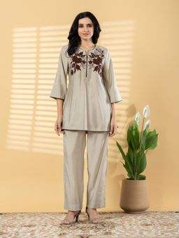 Readiprint - Women Beige Silk Co-Ord Set