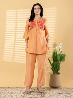 Readiprint - Women Orange Silk Co-Ord Set