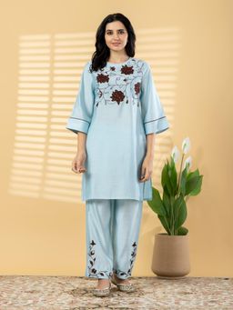 Readiprint - Women Blue Silk Co-Ord Set