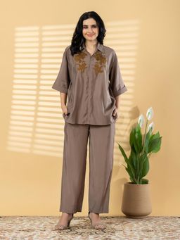 Readiprint - Women Brown Silk Co-Ord Set